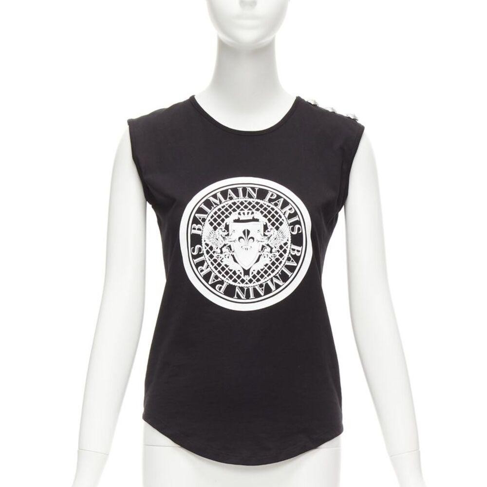 Balmain Crest Logo Button Tank Top